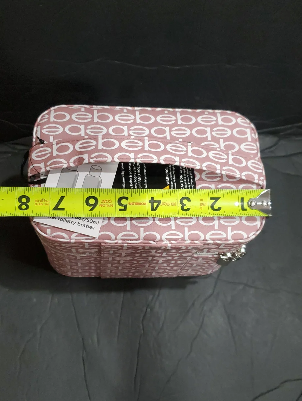 Bebe blush monogram small cosmetics hard train case with 2 toiletry bottles